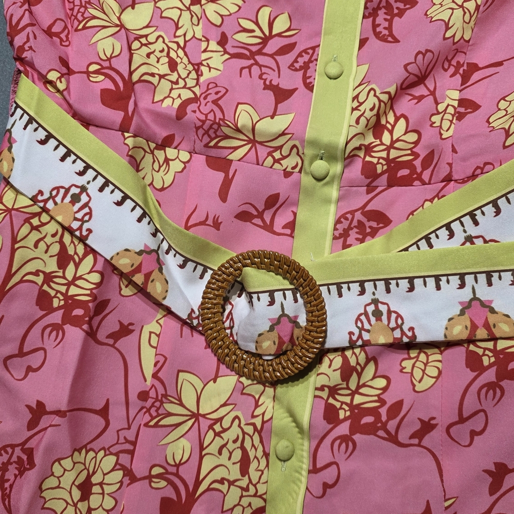 NWT Rubienn Boutique Vibrant Pink and Yellow Dress S/M/L - Picture 4 of 14